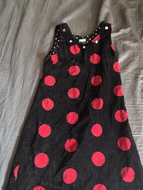 Vintage The Children's Place Black Velvet Red Polka Dot Holiday Dress Girls Sz14
